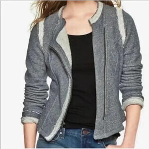 [L]Gap Cotton Knit French Terry Asymmetrical  ZipUp Moto Jacket